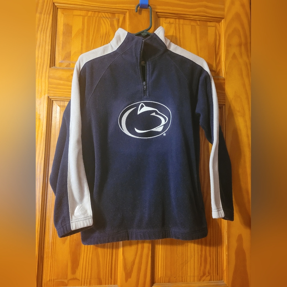 Majesric Youth Navy and White Zip-Up Penn State Sweater